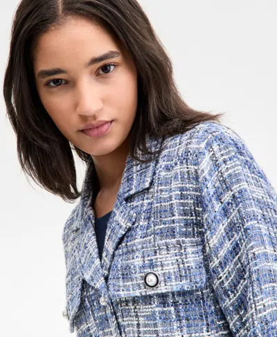 Liverpool Los Angeles Tweed Jacket In Blue