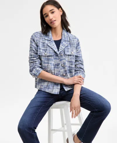 Liverpool Los Angeles Tweed Jacket In Blue