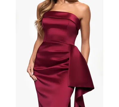 Xscape Women's Strapless Ruffle Long Dress In Brown