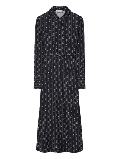 佩斯理印花束腰衬衫裙