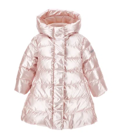 Monnalisa Down Jacket With Hood And Zip In Pink