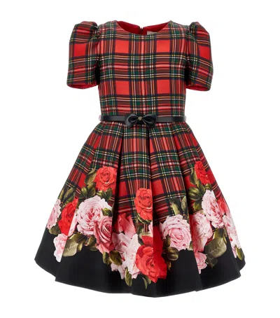 Monnalisa Kids'   Scottish Dress And Roses In Red