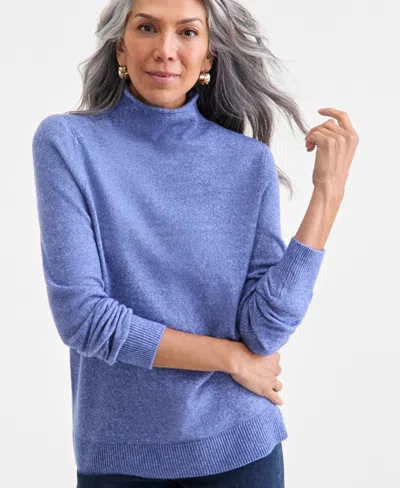 Style & Co Style Co Womens Luxsoft Mock Neck Sweater Pxs Xxl Macys Exclusive In Blue