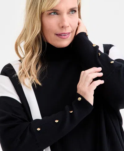 Jm Collection Women's Poncho Turtleneck Sweater, Regular & Petite, Created For Macy's In Multi
