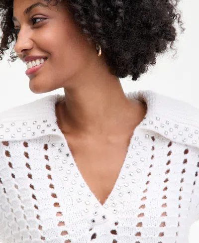 On 34th Women's Embellished Sailor-collar Sweater, Macy's Exclusive In White
