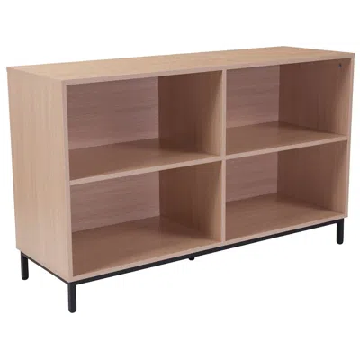 Flash Furniture 4 Shelf 29.5"h Open Bookcase Storage In Oak Wood Grain Finish In Brown