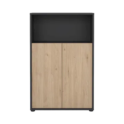 Tvilum Adjustable 3 Shelf Bookcase With 2 Doors, Open Storage Home Office Bookshelf In Brown