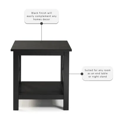 Linon Davis End Table, Black In Black