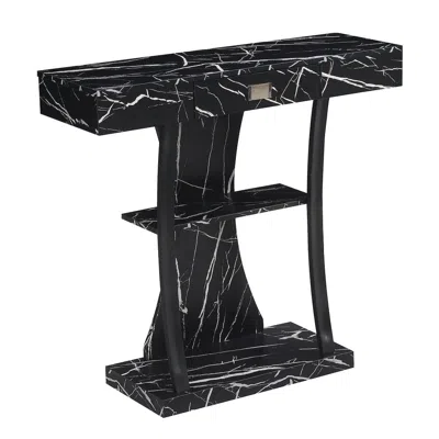 Convenience Concepts Newport 1 Drawer Harri Console Table With Shelves In Black