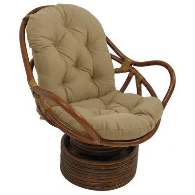International Caravan Rattan Swivel Rocker With Outdoor Fabric Cushion, Sandstone In Multi
