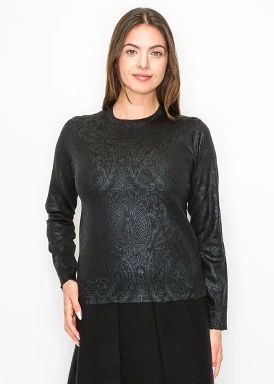Yal New York Metallic Knit Sweater In Black In Black