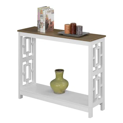 Convenience Concepts Town Square Console Table With Shelf, Driftwood/white In White