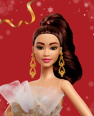 Barbie 2025 Holiday  Doll Light Brown Hair In Gold