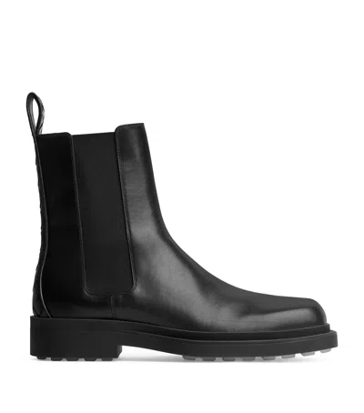 Bottega Veneta Leather Intrecciato-detail Ben Chelsea Boots In Black