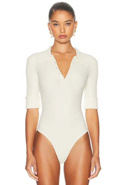 Helsa Devora Polo Bodysuit In White