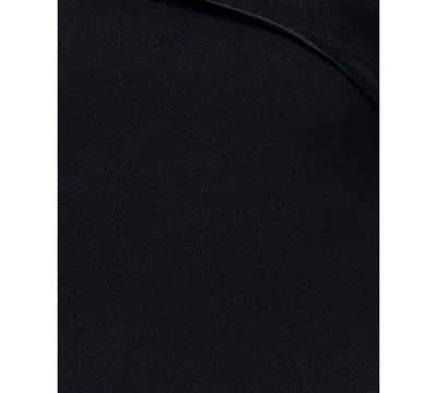 Betsy & Adam Petite "michelle" Scuba Crepe Off The Shouler Taffeta Trim Floor Length Dress In Black