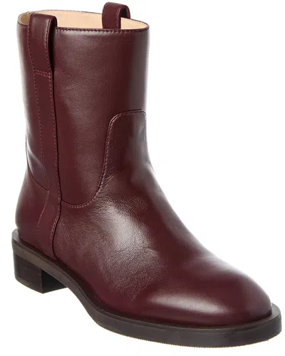Stuart Weitzman Lenora Leather Bootie In Burgundy