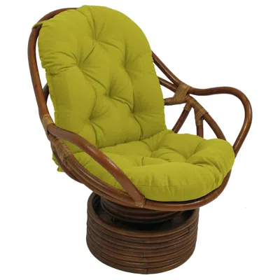 International Caravan Rattan Swivel Rocker With Outdoor Fabric Cushion, Lime In Brown