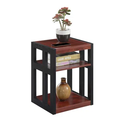 Convenience Concepts Monterey End Table With Shelves, Cherry/black In Brown