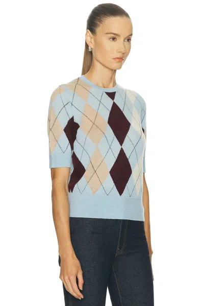 Khaite Womens Light Blue Multi Anders Short-sleeves Cashmere And Wool Top In Blue
