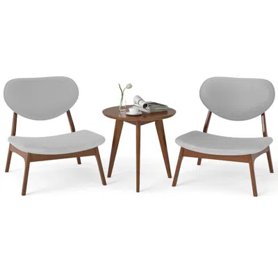 Hivvago Accent Chairs Set Of 2 With Side Table And Solid Wood Frame In Gray