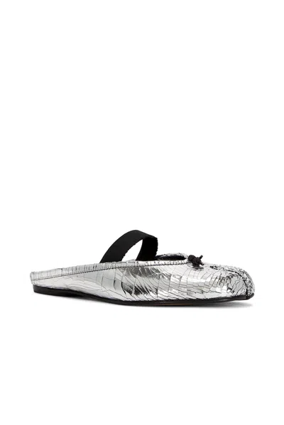 Maison Margiela Leather Tabi Mule With Broken Mirror Effect In Silver