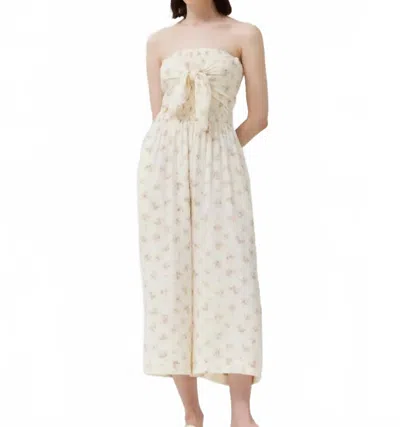 Grade & Gather Twisted Tie Front Jumpsuit In Natural In White