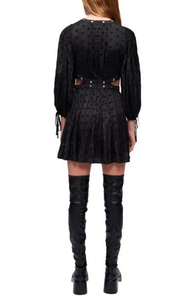 Maje Risoa Cutout Stud Detail Long Sleeve Jacquard Dress In Black