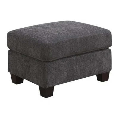 Madrona Burke Ottoman With Fixed Cushion And Block Feet In Gray