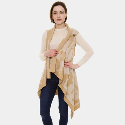 Truedames Patterned Super Soft Flounce Shawl Vest In Neutral