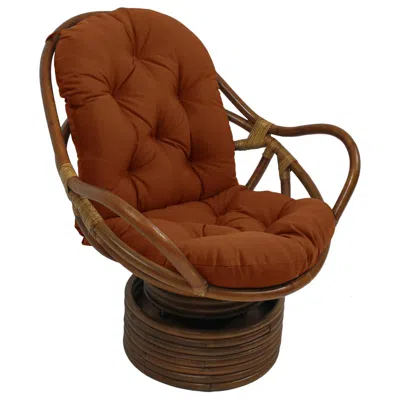 International Caravan Rattan Swivel Rocker With Outdoor Fabric Cushion, Cinnamon In Brown