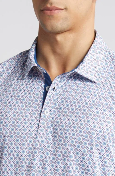 Swannies Caleb Medallion Print Golf Polo In Blue