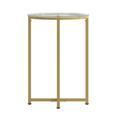 Flash Furniture End Table - Modern Clear Glass Accent Table With Crisscross Brushed Gold Frame In Gold