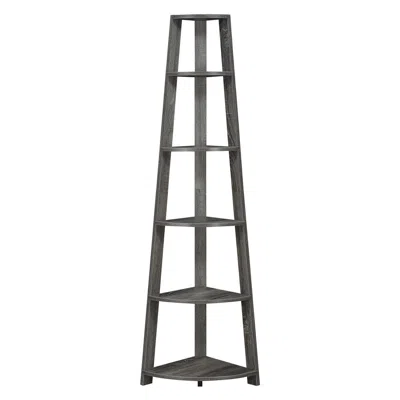 Convenience Concepts Newport 5 Tier Corner Bookshelf Weathered Gray In Gray