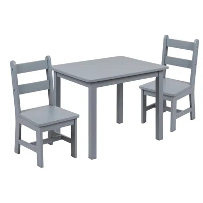 Flash Furniture Solid Hardwood Table And Chair Set - 3 Piece Set - Gray In Gray