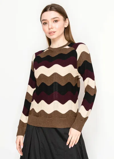 Yal New York Wave Stripe Sweater In Autumn Tones In Multi
