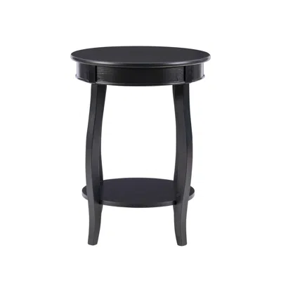 Powell Black Round Table With Shelf In Black
