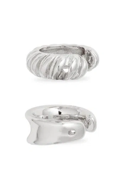 Open Edit Set Of 2 Cuff Earrings In Metallic