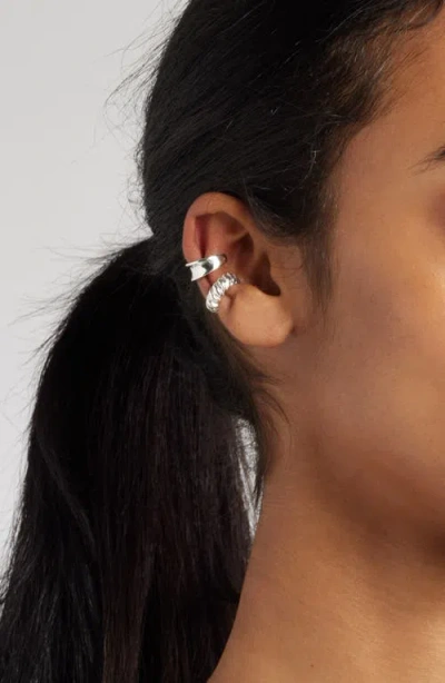 Open Edit Set Of 2 Cuff Earrings In Metallic