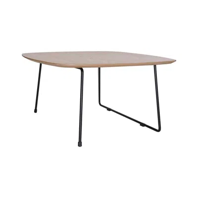 Leisuremod Square Coffee Table With Wood Top And Powder Coated Iron Frame In Brown