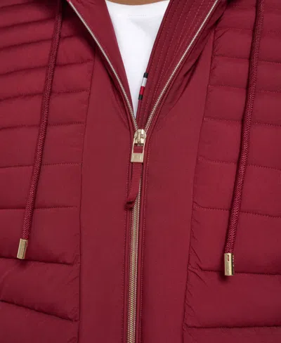 Tommy Hilfiger Plus Size Hooded Packable Puffer Coat In Red