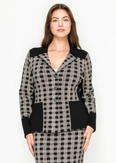 Yal New York Buttoned Knit Jacket-style Cardigan In Black In Multi