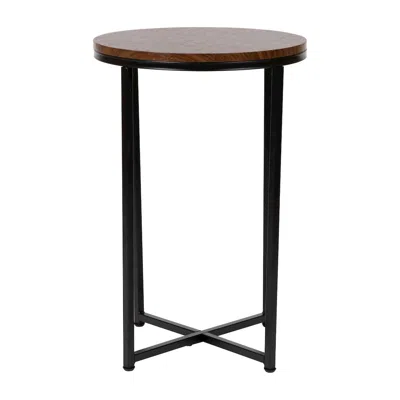 Flash Furniture End Table - Modern Walnut Finish Accent Table With Crisscross Matte Black Frame In Brown