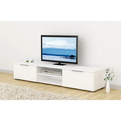 Tvilum Match 2 Drawer 2 Shelf Tv Stand, White High Gloss In White