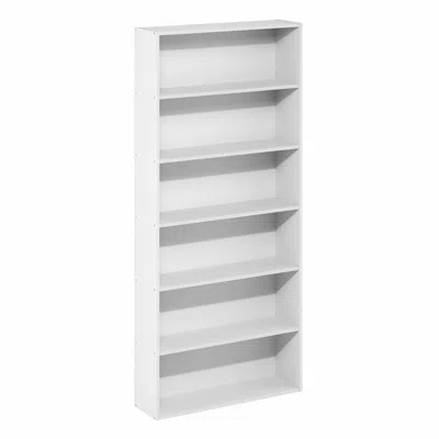 Furinno Basic 6-tier Open Shelf Bookcase, Bookshelf, Storage Organizer, White In White