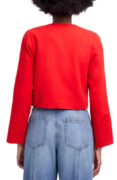 Madewell Cotton & Linen Blend Zip-up Jacket In Red
