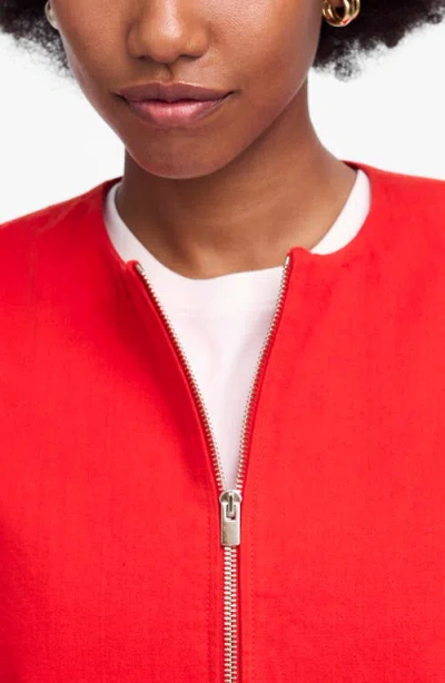 Madewell Cotton & Linen Blend Zip-up Jacket In Red