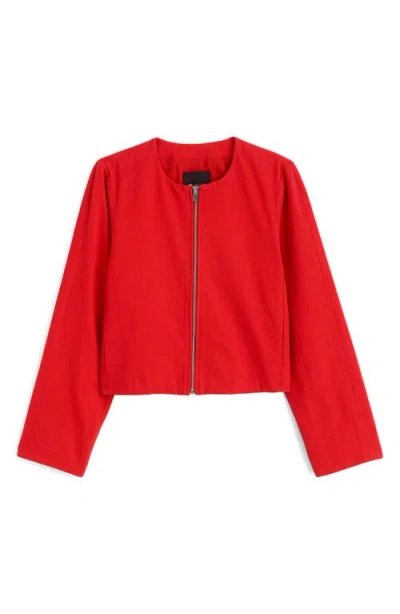 Madewell Cotton & Linen Blend Zip-up Jacket In Red