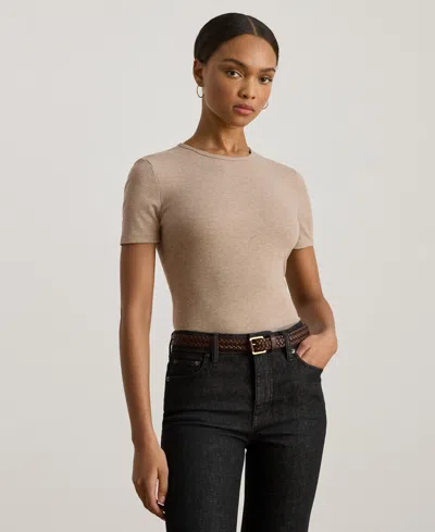 Ralph Lauren Women's Stretch Cotton Crewneck Tee In Gray