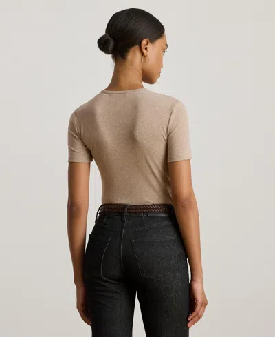Ralph Lauren Women's Stretch Cotton Crewneck Tee In Gray